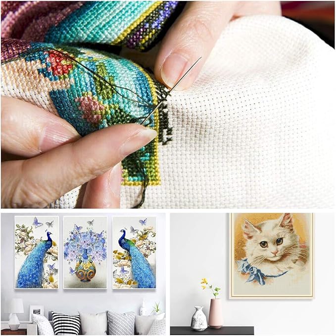 Cross Stitch Aida Fabric 14 Count, 59 by 39 Inch Large Size, Classic Reserve Cross Stitch Aida Cloth for Home DIY Embroidery Decoration