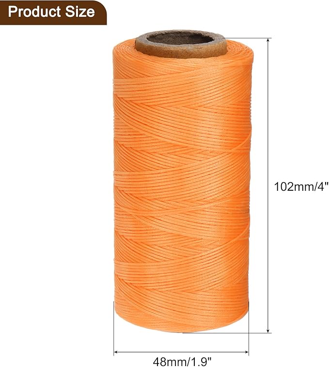 uxcell Leather Sewing Waxed Thread, 284 Yards / 260m 0.8mm 150D Flat Polyester All-Purpose Threads for Leather Crafts, Bookbinding, Orange