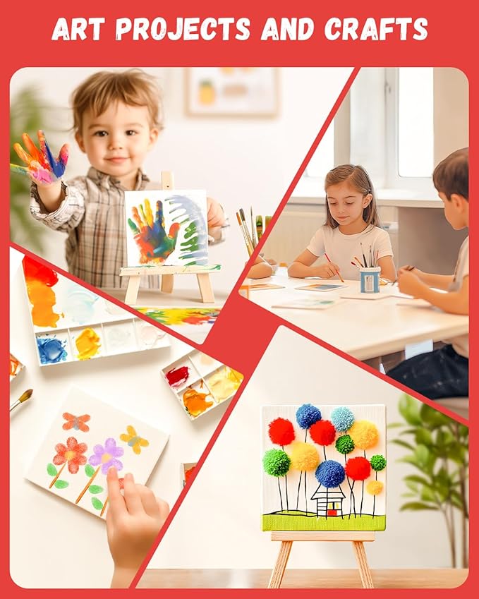 SIMETUFY 5x5 inch 12 Pack Mini Canvas Boards Primed Acid Free Mini Canvas Panels for Oil, Watercolor, Acrylic, Gouache Paint