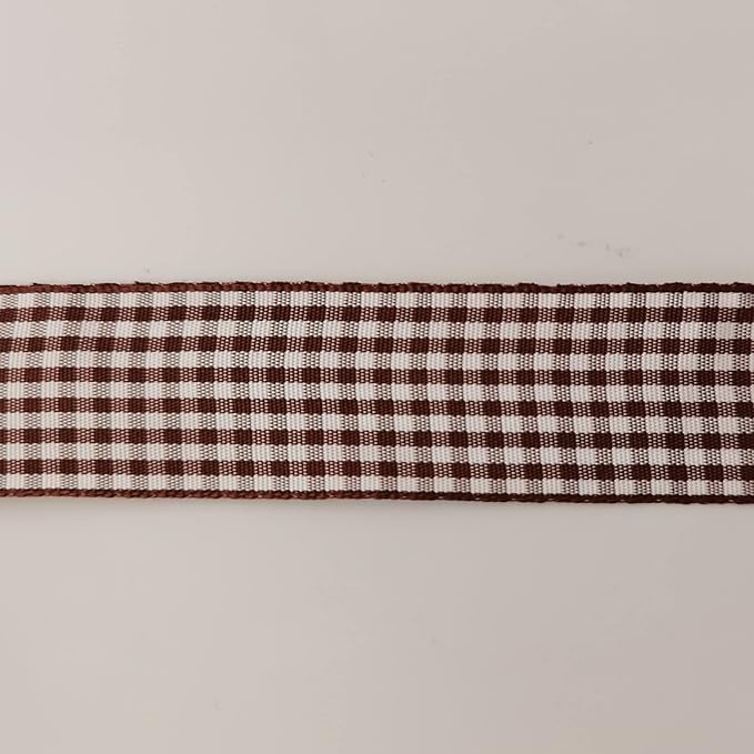 Brown Gingham Plaid Checked Ribbon 25 Yard Each Roll 100% Polyester (1", Brown)