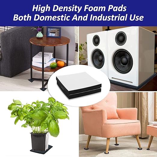 Foam Padding Sheets with Adhesive Backing - 1/2" Thick Self Stick Neoprene Insulation Foam,1/2 Inch Thick X 4 Inch Long X 4 Inch Wide - 4Pcs