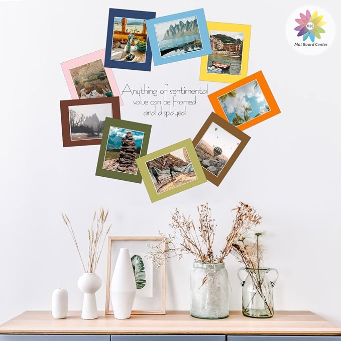 Mat Board Center, Pack of 20, 5x7 Mixed Colors White Core Picture Mats Mattes Matting for 4x6 Photo