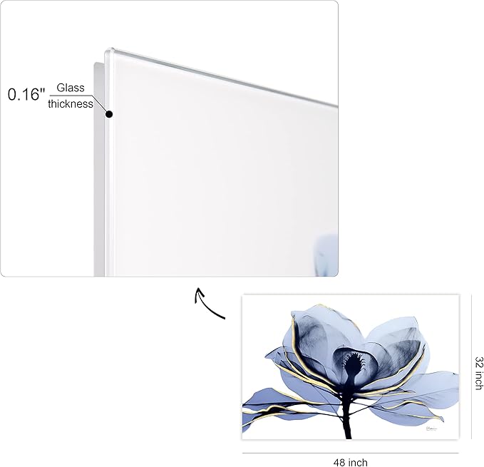 Empire Art Direct Frameless Free Floating Tempered Glass Panel Graphic Wall Art Ready to Hang, 32" x 48", Golden Midnight 2