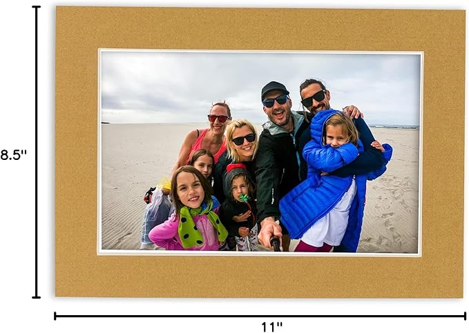 Poster Palooza 8.5x11 Mat Bevel Cut for 7x9 Photos - Acid Free Rattan Beige Precut Matboard - For Pictures, Photos, Framing - 4-ply Thickness