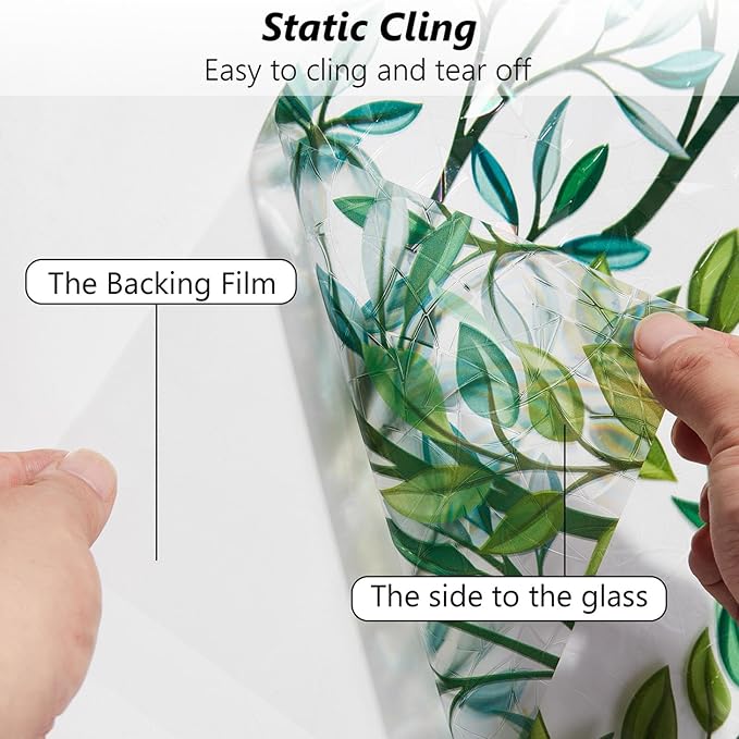 Finnez Window Privacy Film 3D Static Cling Window Film, No Glue Heat Control & 96% UV Blocking for Home Office, Decorative Frosted Glass Cover 35.4 Inch x 6.5 Feet