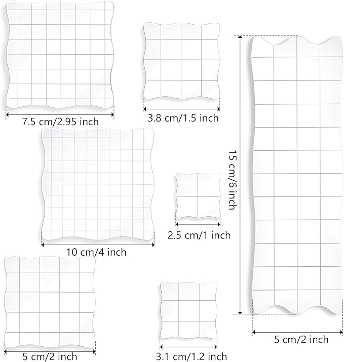 Mudder 7 Pieces Acrylic Stamp Blocks Set Clear Stamping Blocks Tools for Kids with Grid and Grip Scrapbooking Craft Making, Decorative DIY Essential Stamping Tool(Lace Edge)