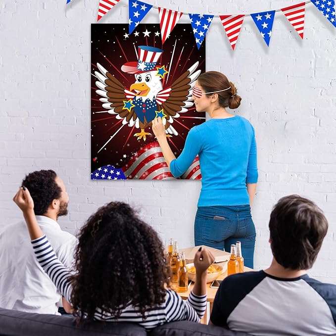 ASTARON Pin The Tail Game Pin The Star on The Eagle Party Game with 36 Stickers for Kids Birthday Party Supplies