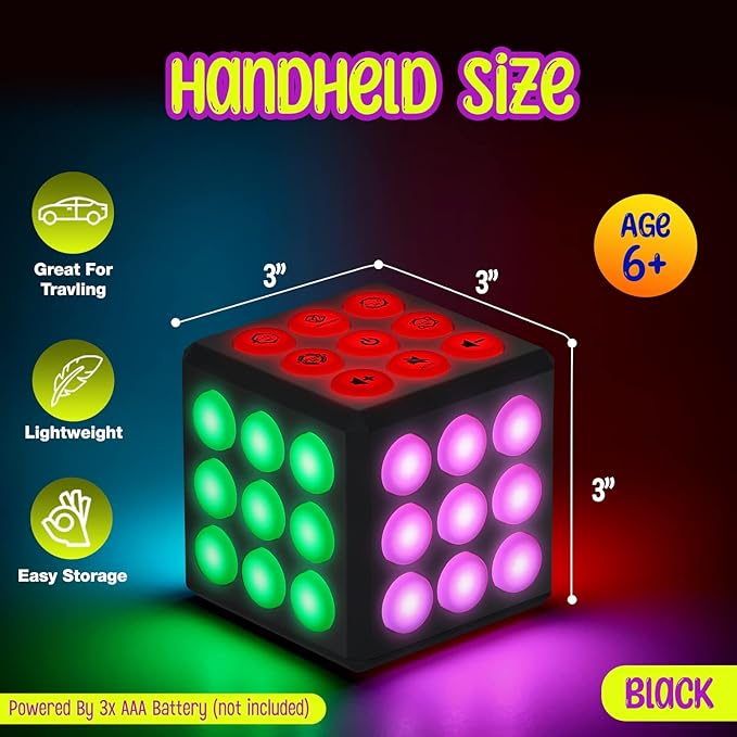 Electronic Brain & Memory Game Cube - Fun Toy Gift Ideas for Ages 6-12+ Year Old Boy & Girl - Cool Toys for Boys and Girls - Handheld Games Gifts for Kids and Teens