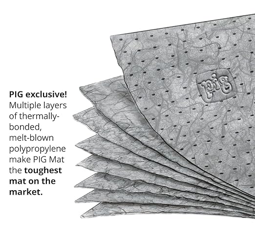 PIG Absorbent Mat Roll in a Dispenser Box by | 15" x 150' Oil Absorbent Mat Roll | All Purpose Absorbent Mat | Lightweight | MAT141