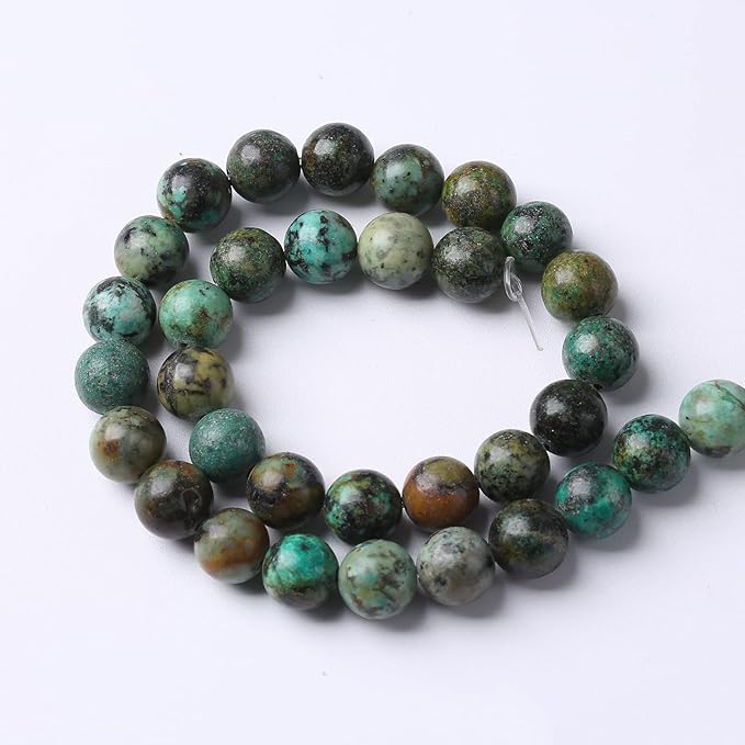 8mm 45pcs Natural African Turquoise Stone Beads for Jewelry Making Round Loose Gemstone Beads DIY Bracelet Necklace Earrings