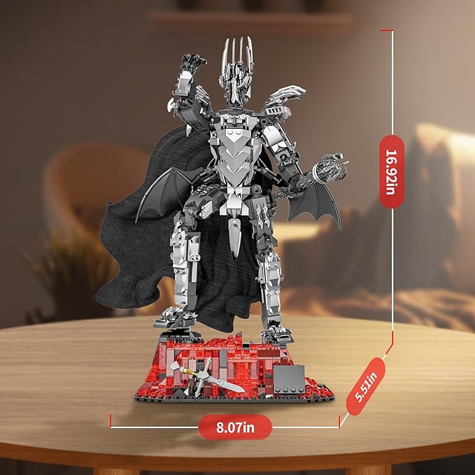 Dark Lord Building Set with Light Magma Base, Creative Demon Mech Display Model, Compatible with Lego Adults, STEM Christmas Birthday Gift Toy for Kids Boys 8-14 (879 PCS)