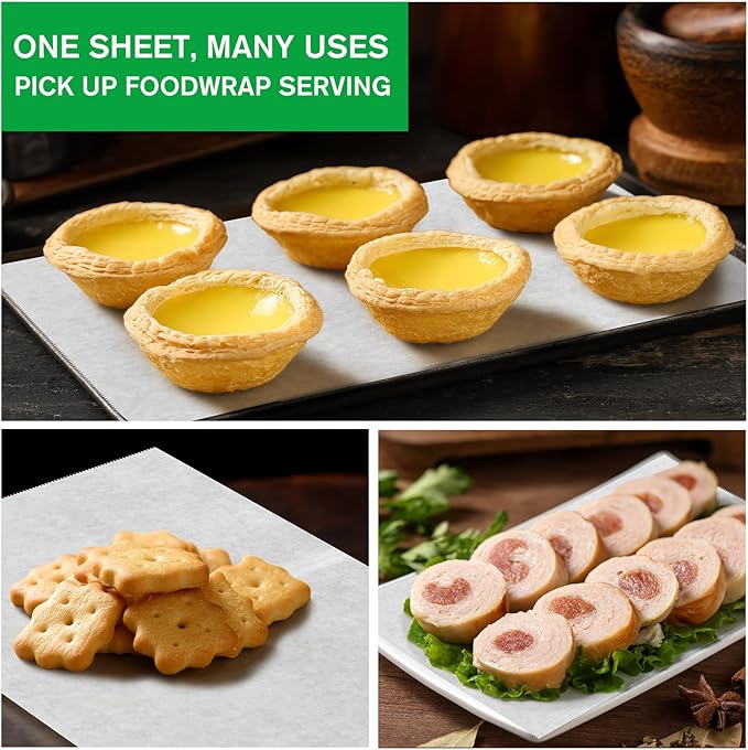 Precut POP UP Deli Paper Sheet Pack of 200, Interfolded Heavy Paper for Food Wrap and Serving (8" x 10-1/2", White)