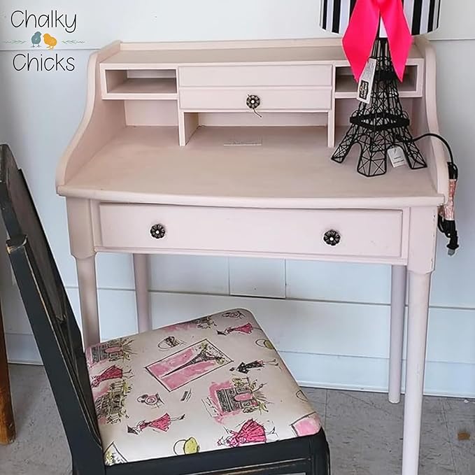 Chalky Chicks All-in-One Chalk Paint for Furniture or Cabinet - 4 Fl Oz - Matte Finish Paris Pink for Metal, Wood Furniture Paint - No Sanding All-in-One for Home Decor & Crafts, USA Made