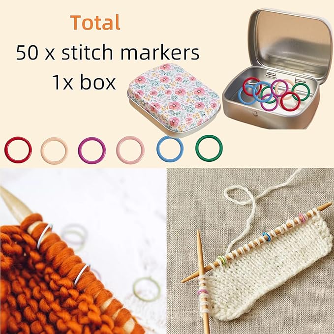 Hilsayum 80Pcs Knitting Stitch Markers 4 Shapes Colorful Crochet Stitch Markers with Box for Crocheting and Knitting,