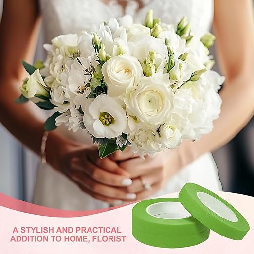 MECCANIXITY 12 Rolls Floral Tapes, 30 Yard x 1/16 in Florist Crepe Flowers Bouquets Tape Adhesive Waterproof for Flower Arranging Wrapping, Fruit Green