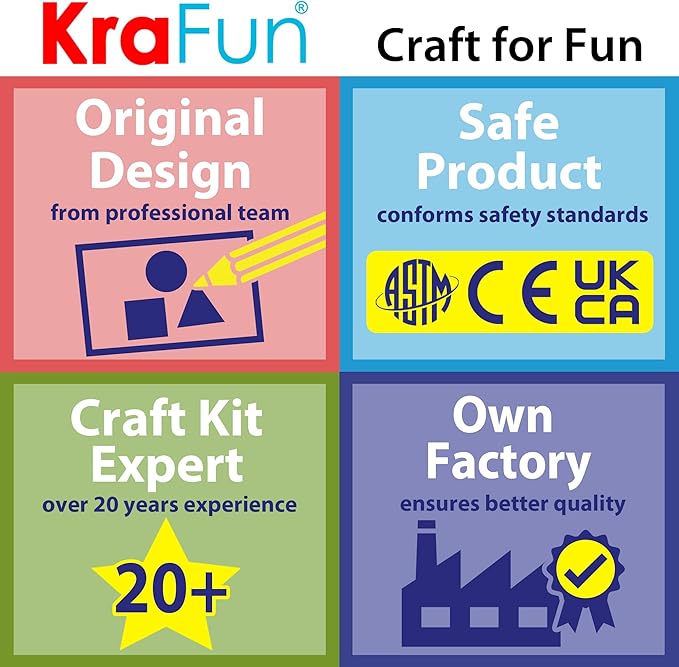 KRAFUN My First Beginner Felt Kit Unicorn Girl Animal Craft for Kids, Toddlers, Boys, Girls Age 3-6 Years Old, Include 6 DIY Handmade Arts and Crafts Projects, Activities Preschool Creative Toys