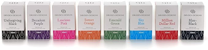 Dryden Designs Ink Bottle for Fountain Pen | Luxury Edition, Smooth Flow, Compact Designed 50ml Sunset Orange