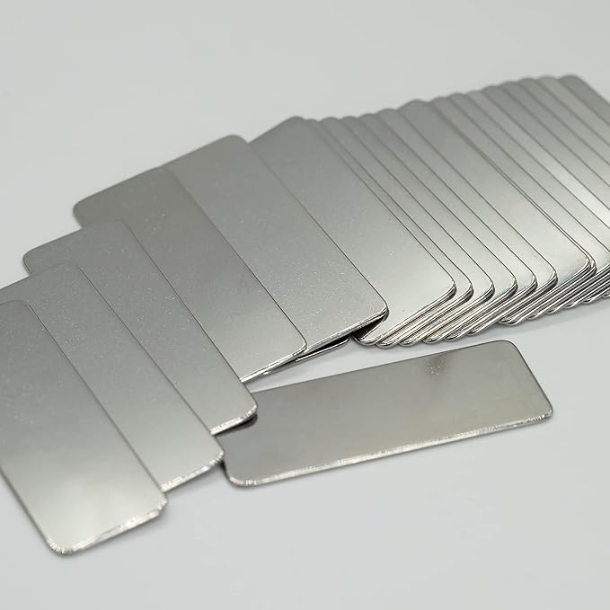 StayMax 304 Stainless Steel Engraving Blank Tags Rectangle Stamping Blanks Without Holes 1.96inch*0.7inch 25 Pack