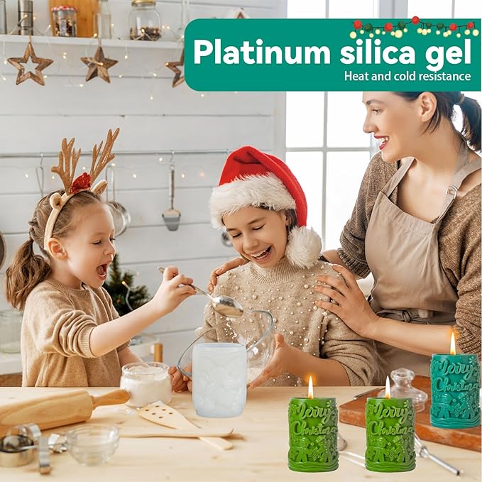 Christmas Candle Silicone Molds, 3D Candle Molds for Candle Making, Silicone Epoxy Resin Mold, Ornament Mould for DIY Wax Scented Candle Soaps Art Craft Cake Chocolate Home Decor(849)