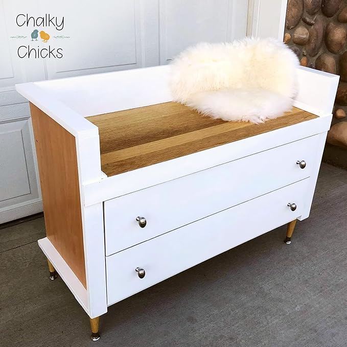 Chalky Chicks All-in-One Chalk Paint for Furniture or Cabinet - 4 Fl Oz - Matte Finish CottonTail White for Metal, Wood Furniture Paint - No Sanding All-in-One for Home Decor & Crafts, USA Made