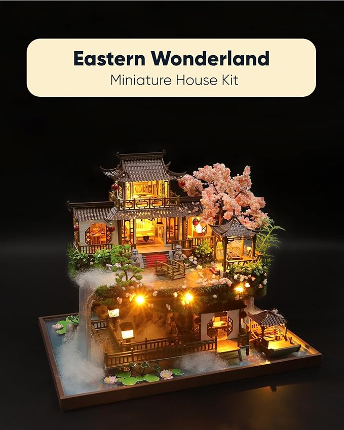 DIY Miniature House Kit, DIY Dollhouse Kit for Adults to Build, Mini House Kit with LED, Mayberry Street Miniatures, Ideal Gifts for Birthday, Valentine Christmas(Wonderland)