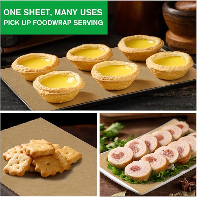 Precut POP UP Deli Paper Sheet Pack of 200, Interfolded Heavy Paper for Food Wrap and Serving (8" x 10-1/2", Kraft)