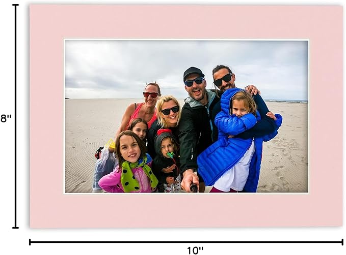 8x10 Mat Bevel Cut for 5x8 Photos - Acid Free Soft Pink Precut Matboard - For Pictures, Photos, Framing - 4-ply Thickness