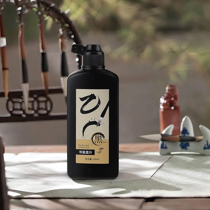120 ML/4 OZ Calligraphy Ink - Versatile Elegance Chinese Brush Ink for Beginner Practice Traditional Art Works and Japanese Brush Black Ink