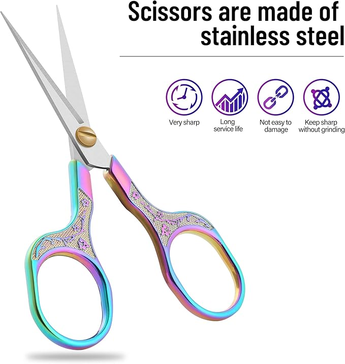 Small Gold Scissors-5 Inch Vintage Precision Scissors-Ultra Sharp Blade Shears,scotch scissors for Office Home School Sewing Fabric Craft Hair trimming,Facial,Beard,Eyebrow