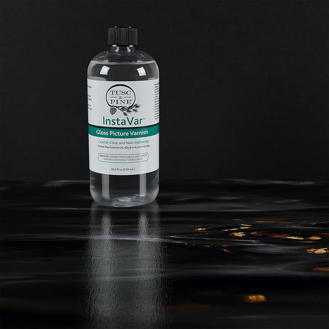 Tusc & Pine InstaVar™ Gloss Picture Varnish - Archival Quality Varnish for Oil, Alkyd, and Acrylic Artists - 3.4oz Bottle - 2 Pack