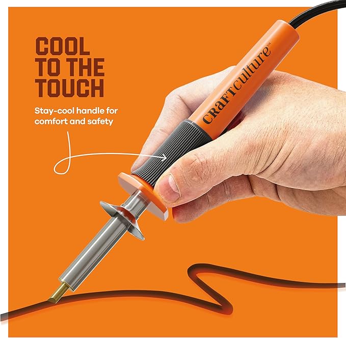 Craft Culture Wood Burning Tool Pen - Craft Burning Tools for Adults & Teens - Wood Burner Kit, Engraver, Carver, Pyrography, Woodburning - Includes 9 Premium Tips - Adjustable Temperature Control