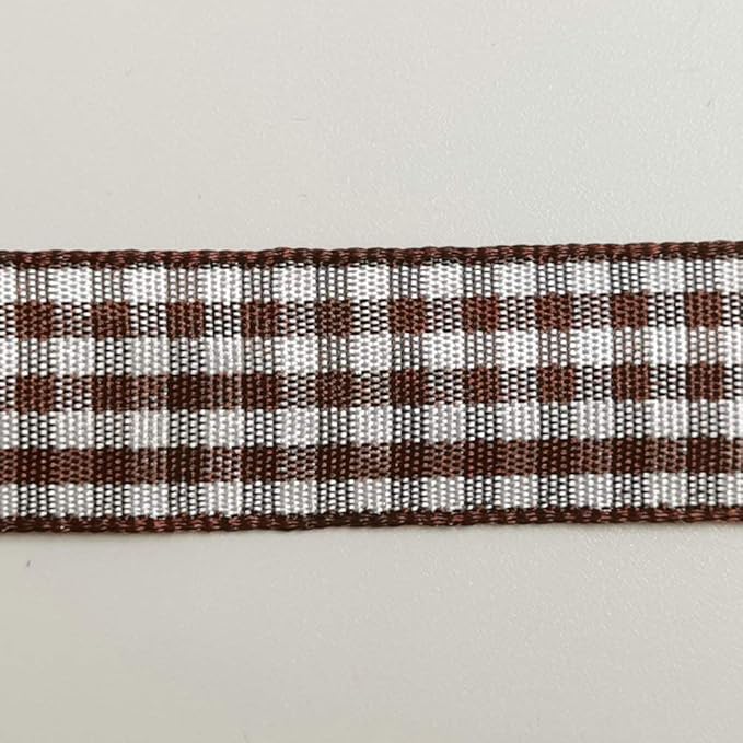 Micomon Brown and White Gingham Ribbon Buffillo Gingham Ribbon 25 Yards Each Roll 100% Polyester (5/8", Brown)