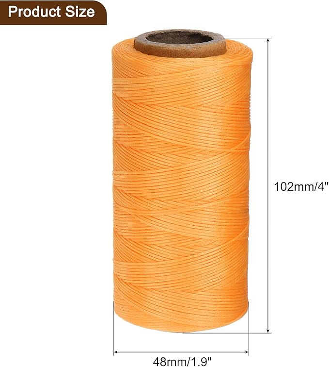 uxcell Leather Sewing Waxed Thread, 284 Yards / 260m 0.8mm 150D Flat Polyester All-Purpose Threads for Leather Crafts, Bookbinding, Apricot Gold