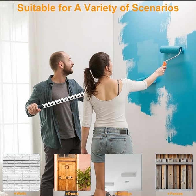 Paint Roller Kit with Extension Pole, Paint Brushes Set for Walls, Painting Supplies for Home Interior with Paint Brush, Paint Rollers, Paint Tray, Paint Tray Liner, Scraper etc.