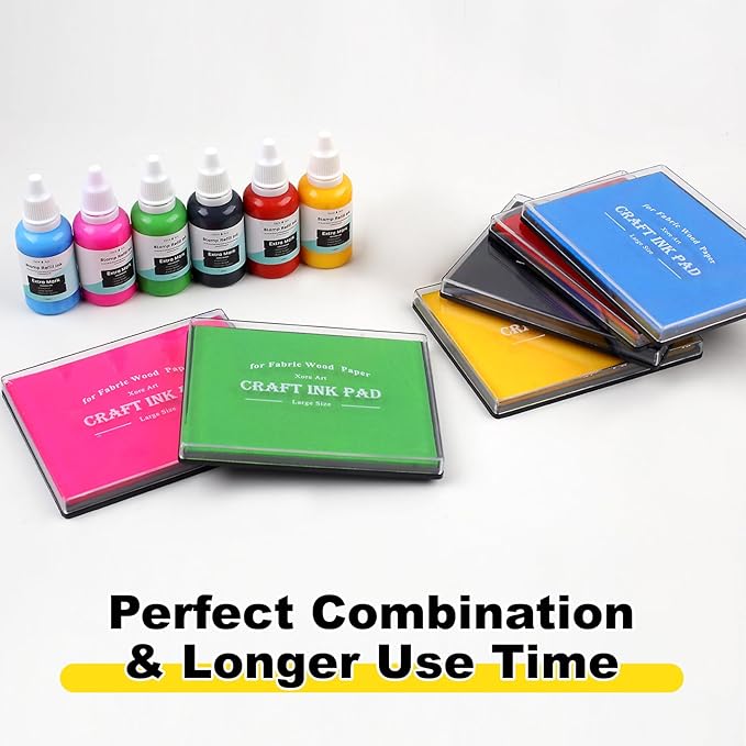 5"x4'' Large Ink Pad Washable Stamp Ink Pad for Baby Footprint Handprint with 30ml Premium Refill Ink (Black)