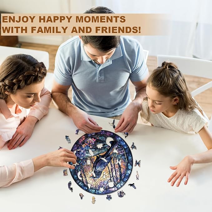 Wooden Puzzles for Adults, Wooden Jigsaw Puzzles, Exquisite Raven Puzzle, Gifts for Family or Friends for Any Holiday.(8.5 * 8.5 in 100pcs)