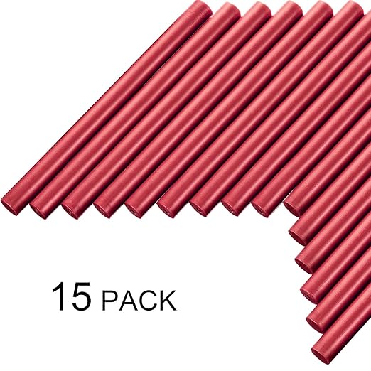 Nuanchu 15 Pcs Glue Gun Sealing Wax Sticks Retro Vintage Wax Sticks for Seal Stamp and Letter for Wedding Invitations Card Envelope Christmas Holiday Gift Ideas(Wine Red)