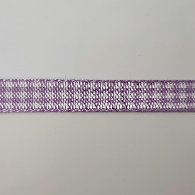 Purple Gingham Plaid Checked Ribbon 25 Yard Each Roll 100% Polyester (3/8", Purple)