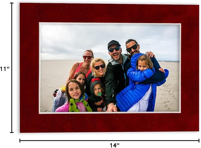Pack of Ten Acid Free 11x14 Mats Bevel Cut for 8.5x11 Photos - Bright Red Suede Precut Matboards With Backing Boards and Self Seal Bags for Pictures, Framing - 4-ply Thickness