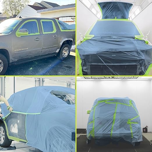 Pre-Taped Masking Film for Painting - 22" x 66' Painters Plastic Sheeting with Automotive Paint Tape and Drape for Covering Cars, Walls, Windows and Furniture Protection (5 Rolls)