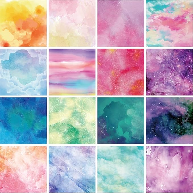 48 sheets 6 X 6 Scrapbooking Cardstock Decorative Paper Pack - Shimmer Watercolor - for Card Making Journaling Planner Origami Scrapbook Paper Scrapbook Materials Supplies