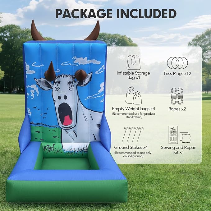 Inflatable Carnival Game with Built-in Blower, Portable Fun Toss Game for Backyard, Outdoor Carnival & Party