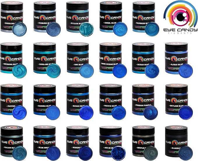 Eye Candy Pigments Premium Blue Mica Powder - Busan Blue (50gr) - for Epoxy, Resin, Soap, Paint, Woodworking, Acrylic Pouring, Bath Bombs, Fishing Lures - DIY Arts and Crafts Additive