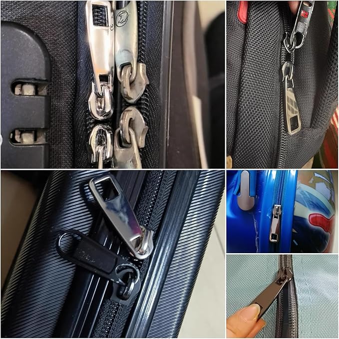 AKTIOIN Metal Zipper Repair Kit for Jackets, Luggage, Bags, Backpack, No Sewing Required Detachable Zip Heads Zipper Pull Replacement (#8 Silver)
