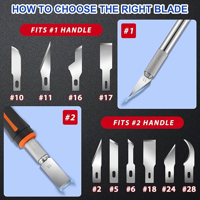 DIYSELF 150 PCS Hobby Knife Replacement Blades, 24 Sharp Exacto Knife Blades, Hobby Knife Blade Refills with Storage Case, High Carbon Steel Exacto Blades for Craft, Scrapbooking, Stencil (#28)