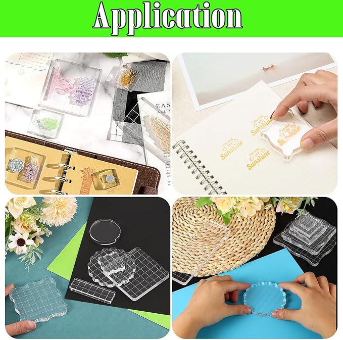 Clear Acrylic Stamp Blocks, 1.57" * 4.92" Acrylic Stamping Blocks Tools Clear Stamps with Grid Lines for Photography Props Scrapbooking Crafts Card Making