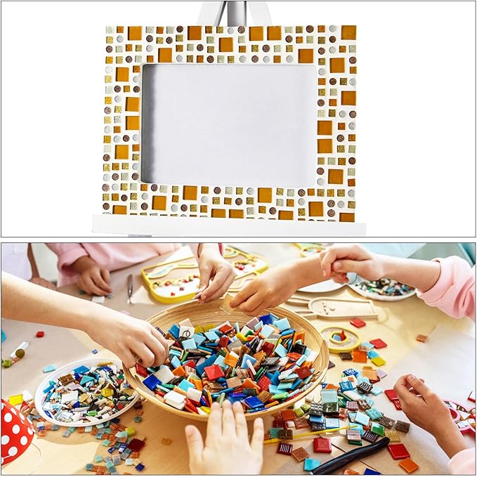 MECCANIXITY 2 Pcs Stained Glass Sheet Mosaic Tile 7.9 Inch x 5.9 Inch Black Stained Glass Sheets for Crafts DIY Art Project