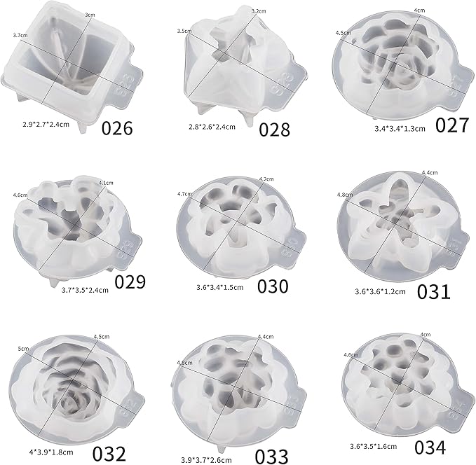 34-Piece Succulent & Resin Mold Set - Silicone Molds for Candle Making, Jewelry Resin Casting & Craft Supplies
