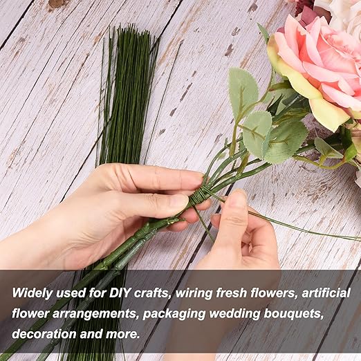 PATIKIL 32 Inch 24 Gauge Floral Stem Wire, 3 Pack/120 Pieces Bouquet Stem Paper Wrapped for DIY Crafts Flower Arrangements, Red