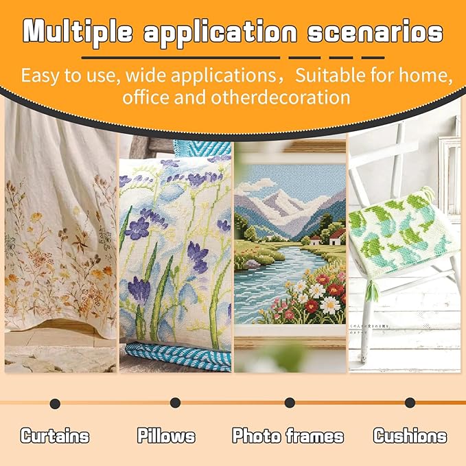 6 Pcs Cross Stitch Fabric, 14 Count White Embroidery Fabric Cloth Cross Stitch Cloth Supplies for DIY Handicrafts, Needlework, Embroidery Decoration Crafts (12 by 18-Inch)
